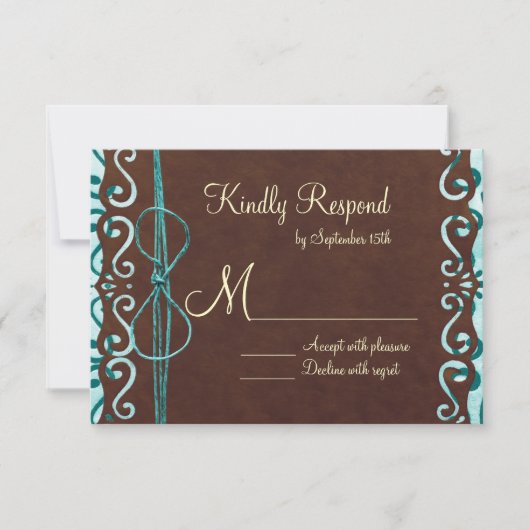 RSVP-kaarten van Turquoise en Brown Country Weddin RSVP Kaartje (Voorkant)