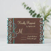 RSVP-kaarten van Turquoise en Brown Country Weddin RSVP Kaartje (Staand voorkant)