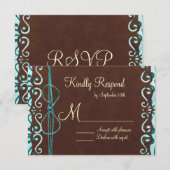 RSVP-kaarten van Turquoise en Brown Country Weddin RSVP Kaartje (Voorkant / Achterkant)
