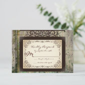 RSVP-kaarten voor Antiek gebarentaal Rustic Countr RSVP Kaartje (Staand voorkant)