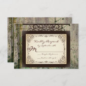 RSVP-kaarten voor Antiek gebarentaal Rustic Countr RSVP Kaartje (Voorkant / Achterkant)