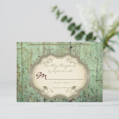 RSVP-kaarten voor Antiek gebarentaal Rustic Countr RSVP Kaartje (Staand voorkant)