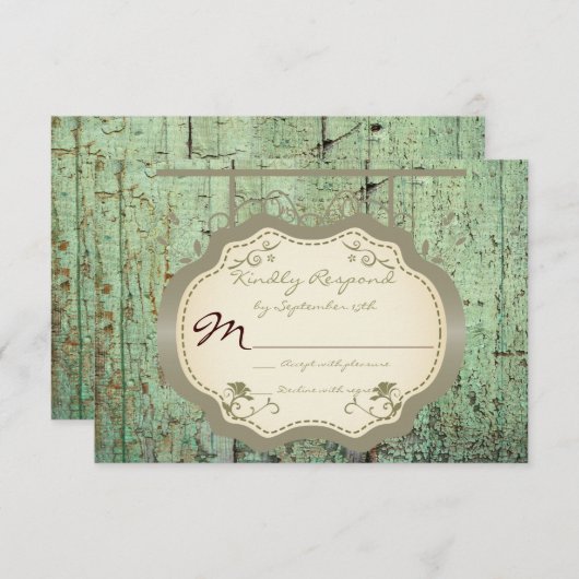 RSVP-kaarten voor Antiek gebarentaal Rustic Countr RSVP Kaartje (Voorkant / Achterkant)