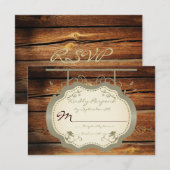 RSVP-kaarten voor Antiek gebarentaal Rustic Countr RSVP Kaartje (Voorkant / Achterkant)