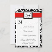 RSVP-kaarten voor Black and Red Damask Wedding RSV RSVP Kaartje (Achterkant)