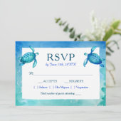 RSVP-Kaarten voor blauwe en groene Zeeen Kaart (Staand voorkant)