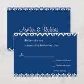 RSVP-kaarten voor blauwe en witte bloem RSVP Kaartje (Voorkant / Achterkant)