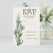 RSVP-kaarten voor bruiloft | Floral Art Nouveau RSVP Kaartje (Staand voorkant)