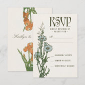 RSVP-kaarten voor bruiloft | Floral Art Nouveau RSVP Kaartje (Voorkant / Achterkant)
