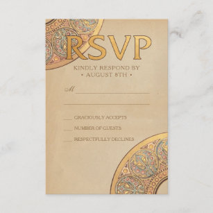 RSVP-kaarten voor bruiloft   Gold Nouveau Deco RSVP Kaartje