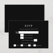 RSVP-kaarten voor bruiloft zwart-wit Eenvoudig RSVP Kaartje (Voorkant / Achterkant)