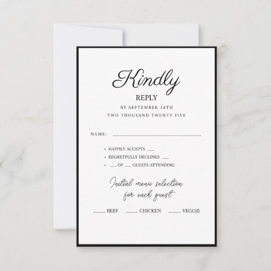 RSVP kaarten voor de bruiloft. (Voorkant)