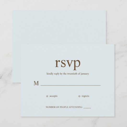 RSVP-kaarten voor hedendaagse bruiloft - blauw RSVP Kaartje (Voorkant / Achterkant)
