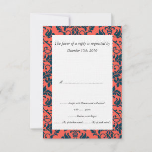 RSVP-kaarten voor marineschepen en koraal Damask W RSVP Kaartje