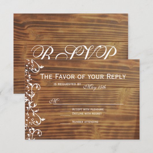 RSVP-kaarten voor rioolhout RSVP Kaartje (Voorkant / Achterkant)