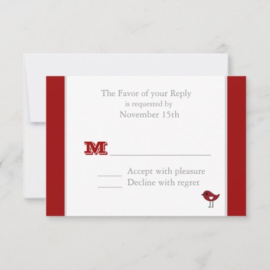 RSVP-kaarten voor rode Tortelduifjes RSVP Kaartje (Achterkant)
