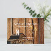 RSVP-kaarten voor Rustic Country Barn Wedding Invi RSVP Kaartje (Staand voorkant)