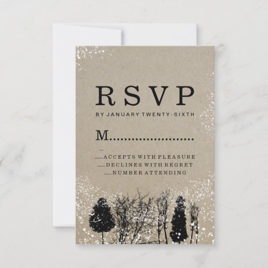RSVP-KAARTEN VOOR RUSTIC WINTER TREE RSVP KAARTJE (Voorkant)