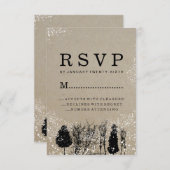 RSVP-KAARTEN VOOR RUSTIC WINTER TREE RSVP KAARTJE (Voorkant / Achterkant)