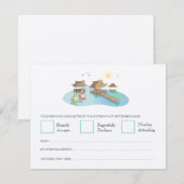 RSVP-kaarten voor strandstrandsuring op bestemming RSVP Kaartje (Voorkant / Achterkant)