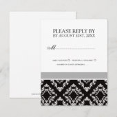RSVP-kaarten voor zwarte en witte bruiloft RSVP Kaartje (Voorkant / Achterkant)