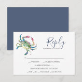 RSVP-kaarten waterverf Crab Reply RSVP Kaartje (Voorkant / Achterkant)