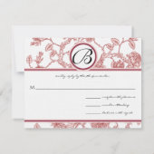 RSVP-kaarten — zwarte Rozen — rode sierstrip — gev RSVP Kaartje (Achterkant)