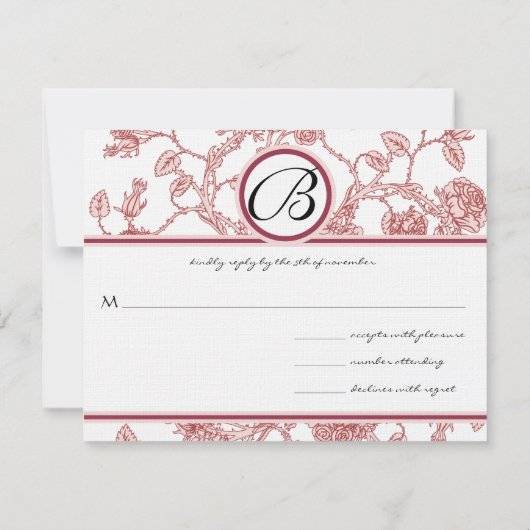 RSVP-kaarten — zwarte Rozen — rode sierstrip — gev RSVP Kaartje (Achterkant)