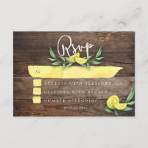 RSVP KAARTJE | Rustic Wood Lemon Waterverf Wedding