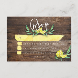 RSVP KAARTJE | Rustic Wood Lemon Waterverf Wedding