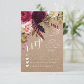 RSVP KAARTJE | Waterverf Floral Rustic Boho Weddin (Staand voorkant)