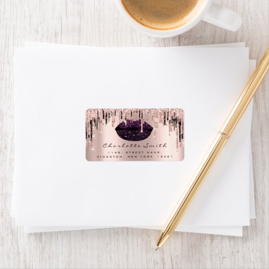 RSVP Kiss Roos Lippen Paarse Roos Glitter Make-up Etiket (Insitu)