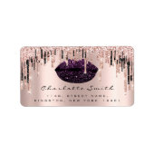 RSVP Kiss Roos Lippen Paarse Roos Glitter Make-up Etiket (Voorkant)