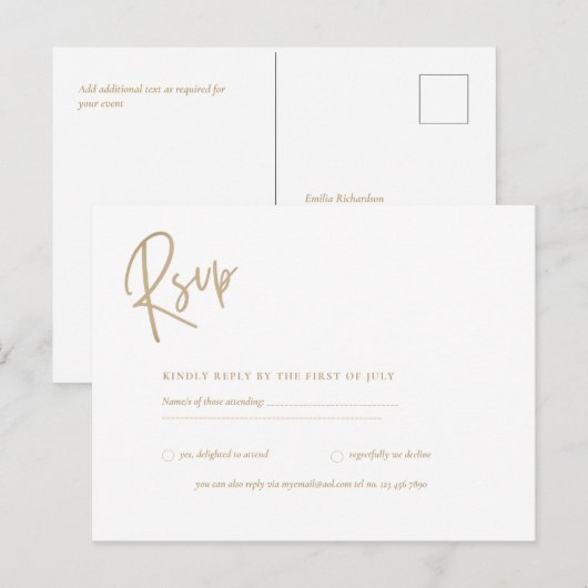RSVP -  Klassiek Witte Goud Briefkaart (Voorkant / Achterkant)