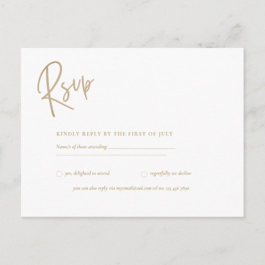 RSVP -  Klassiek Witte Goud Briefkaart (Voorkant)