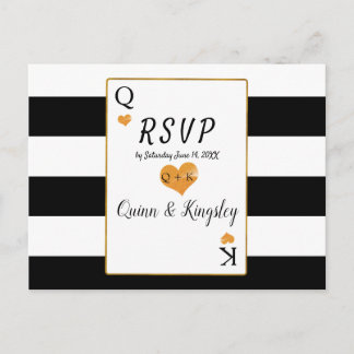 RSVP Koning & Koningin Kaarten met Zwarte & Witte