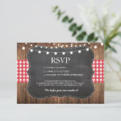 RSVP Krijt Bruiloft Hout Landelijk Rood Geruit Kaa (Staand voorkant)