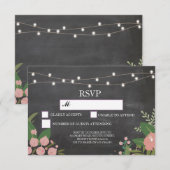 RSVP Krijt Bruiloft Landelijk Lichten Bloemkaarten Kaart (Voorkant / Achterkant)