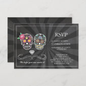RSVP Krijt Bruiloft Rustic Suiker Schedel Bloemkaa Kaart (Voorkant / Achterkant)