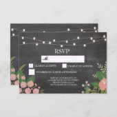 RSVP Krijt Bruiloft Rustieke Lichten Bloemkaarten Kaart (Voorkant / Achterkant)