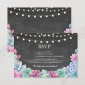 RSVP Krijt Bruiloft Rustieke Succulenten Bloemkaar Kaartje (Voorkant / Achterkant)