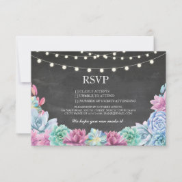 RSVP Krijt Bruiloft Rustieke Vetplanten Bloemkaart Kaartje
