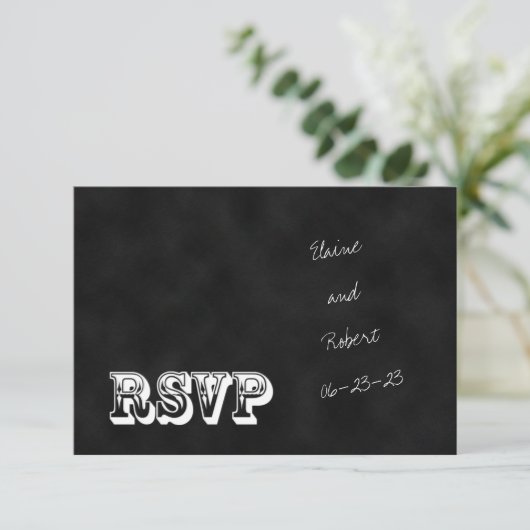 RSVP Krijtbord Stijl Bruiloft Uitnodiging Kaart (Staand voorkant)