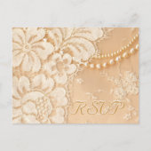 RSVP Lace en Pearls Uitnodiging Briefkaart (Voorkant)