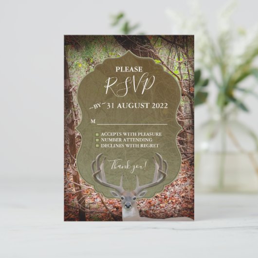 RSVP - landelijk Deer Hunter Wedding RSVP (Staand voorkant)