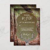 RSVP - landelijk Deer Hunter Wedding RSVP (Voorkant / Achterkant)