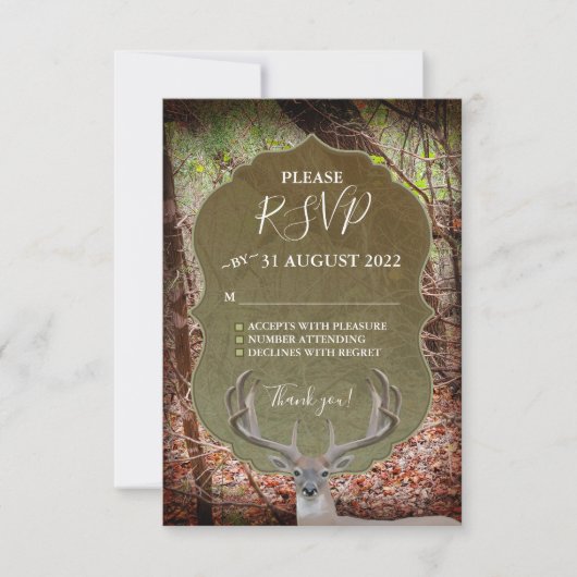 RSVP - landelijk Deer Hunter Wedding RSVP Kaartje (Voorkant)