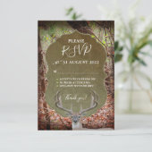 RSVP - landelijk Deer Hunter Wedding RSVP Kaartje (Staand voorkant)