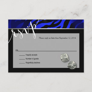 RSVP Las Vegas Art Deco Zebra   zwarte blauwe zilv Kaartje