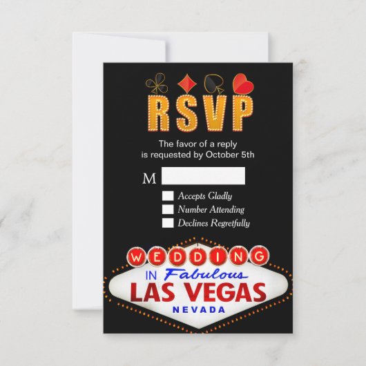 RSVP Las Vegas Sign Weddenschap Neon Light Reply C (Voorkant)